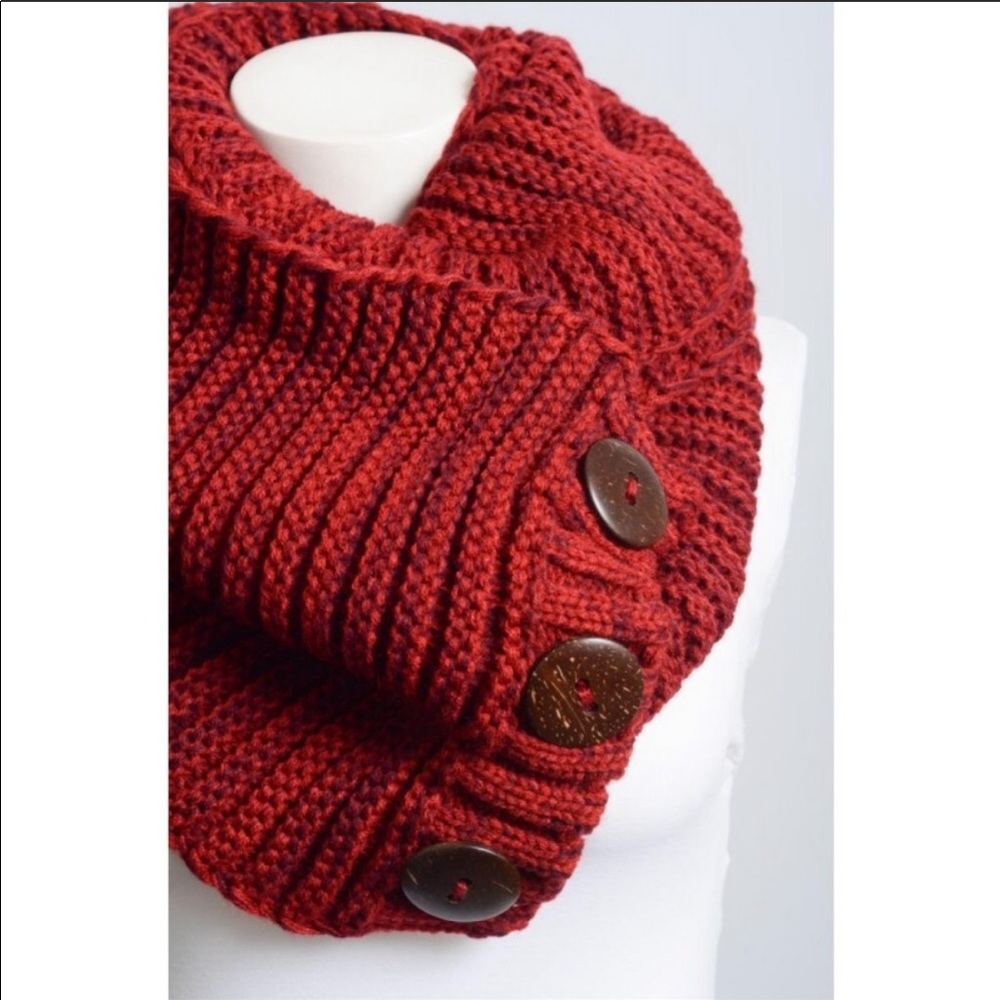 Chunky Knit Scarf shoulder neck Wrap button - Picture 6 of 8